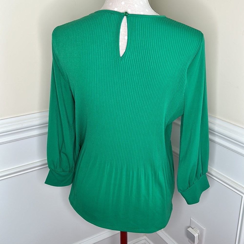 Adrianna Papell Green Blouse Sz M - Picture 2 of 7